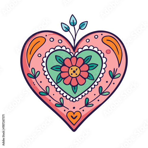 folk art heart vector icon, folk art heart vector illustration-simple illustration of folk art heart, perfect for logos,and folk art heart-themed designs.