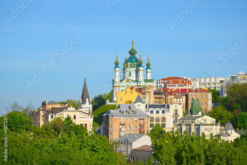 Andriivskyi Descent, pedestrian street in Kyiv, Ukraine. The most visited street in the city leading from the upper district to the historical Podil neighborhood.

