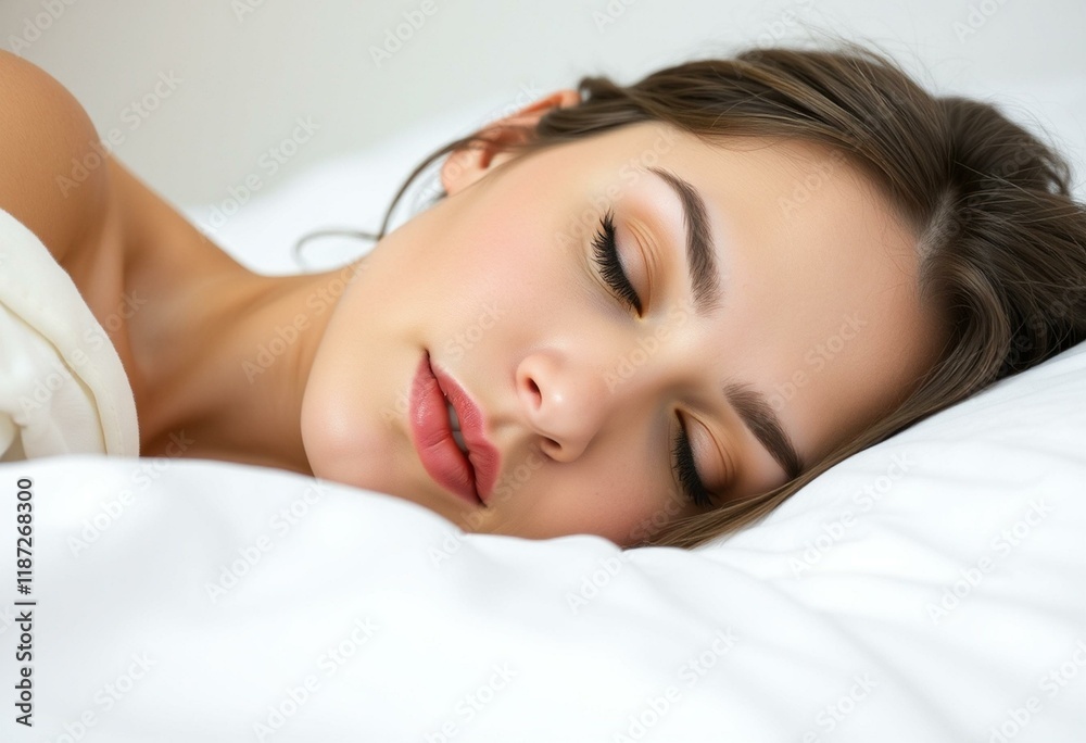Sleeping female portrait with gentle slope and soft lighting Sleeping female portrait with gentle slope and soft lighting