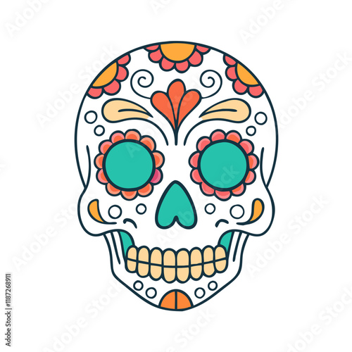 mexican skull sugar skull vector icon, mexican skull sugar skull vector illustration-simple illustration of mexican skull sugar skull, perfect for logos,and mexican skull sugar skull-themed designs.