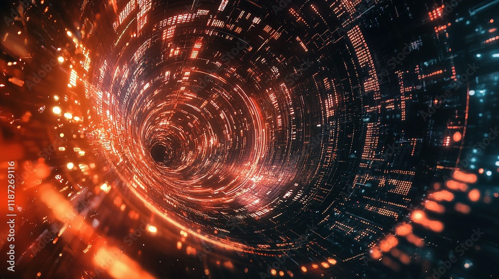 Obraz premium Abstract Technology Concept with Code and Dynamic Lines of Light