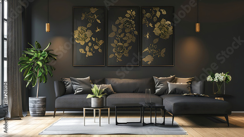 opulent leaves and a contemporary canvas wall frame