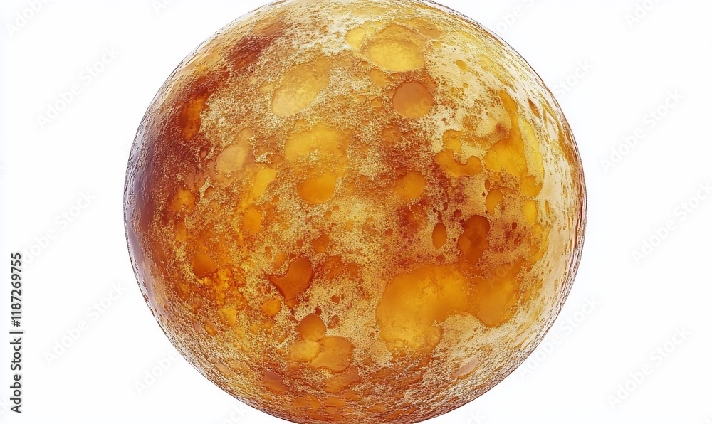 Fototapeta premium Alien planet, orange surface, white background, illustration, education, stock image