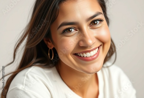 Portrait of a Latin American woman with a warm smile photo