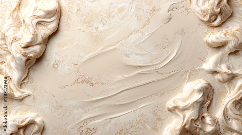 Creamy whipped texture on a smooth surface in a soft beige color Creamy whipped texture on a smooth surface in a soft beige color