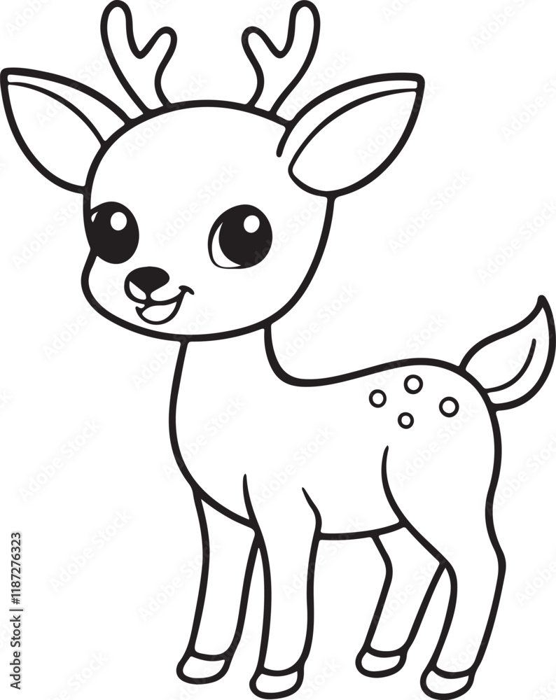 Fototapeta premium Baby deer cartoon and silhouette vector illustration