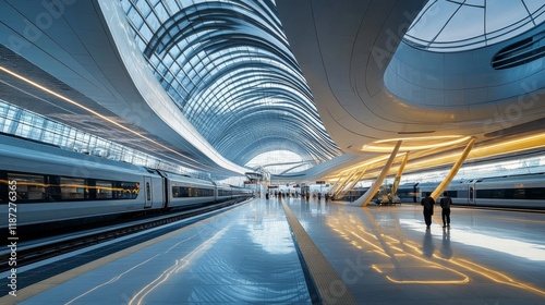 Busy train station: the pulse of urban travel photo