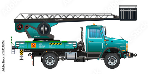 Sky lift elevator truck peron vehicle 3D vector illustration