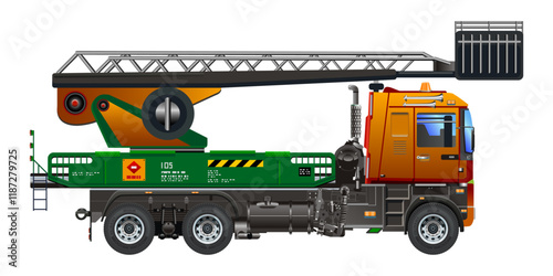 Sky lift elevator truck peron vehicle 3D vector illustration