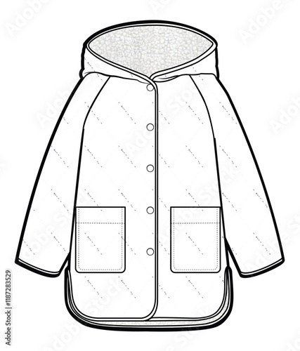 QUILTED JACKET WITH SHERPA LINED HOOD