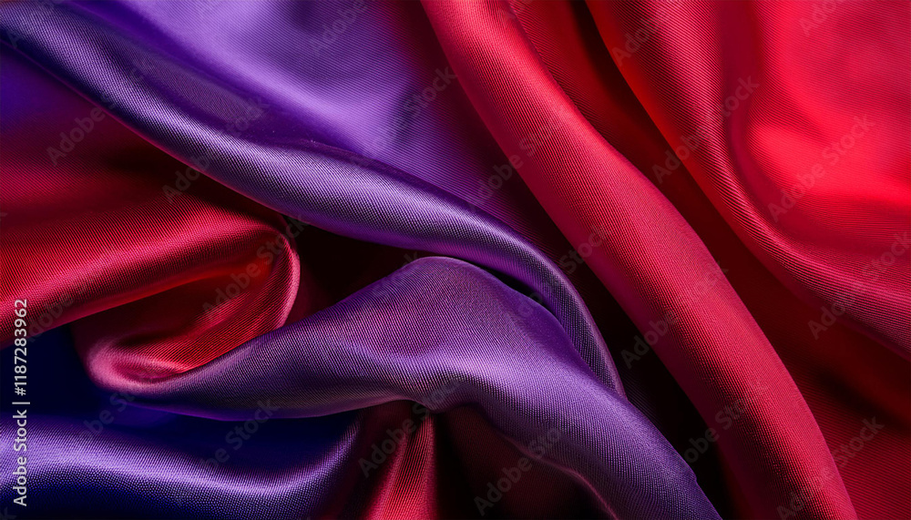 Fototapeta premium vibrant red and purple silk fabric ripples
