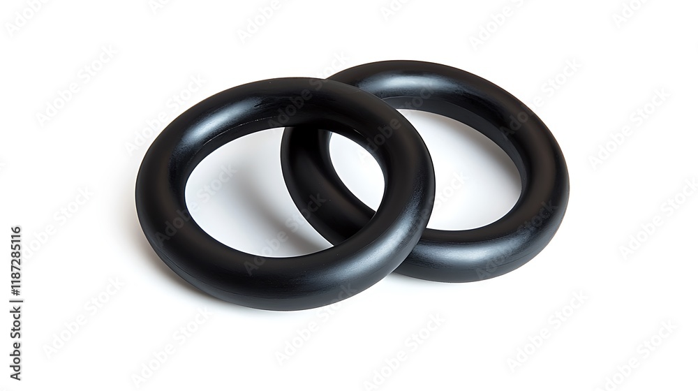 Two black rings are placed on a white background Two black rings are placed on a white background