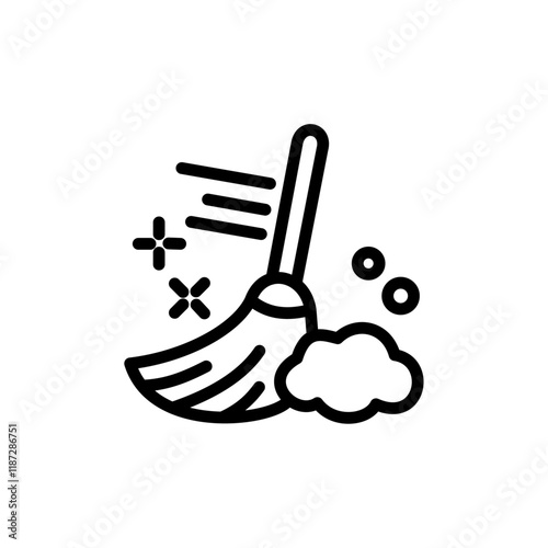 Cleaning brush icon flat editable icon mark