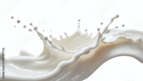 Splash of Milk Flying in Air, Dairy Product Milky Texture photo