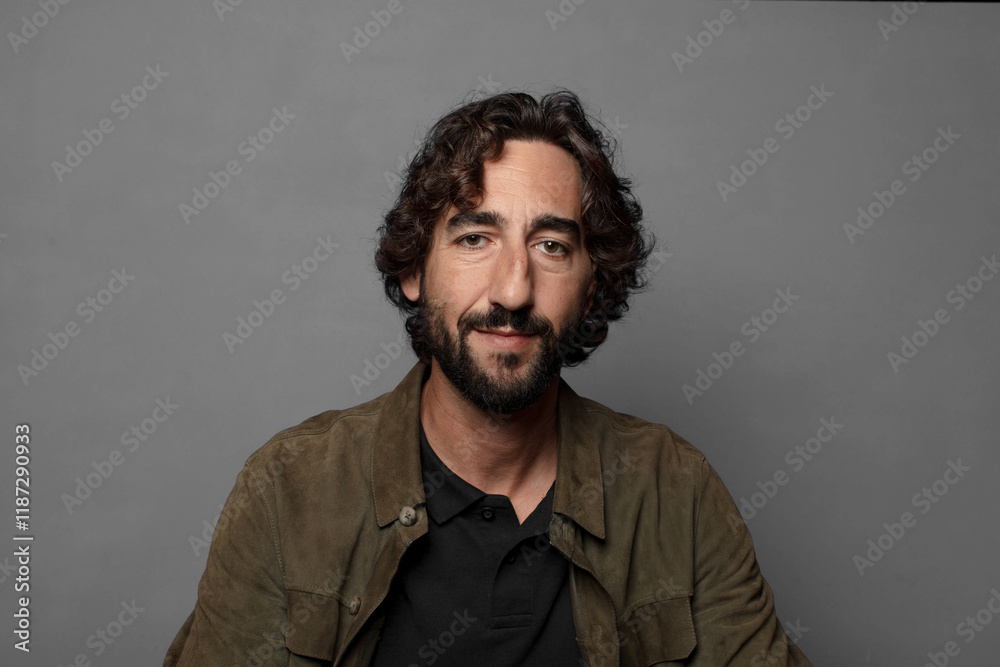 Fototapeta premium young bearded man with a copy space