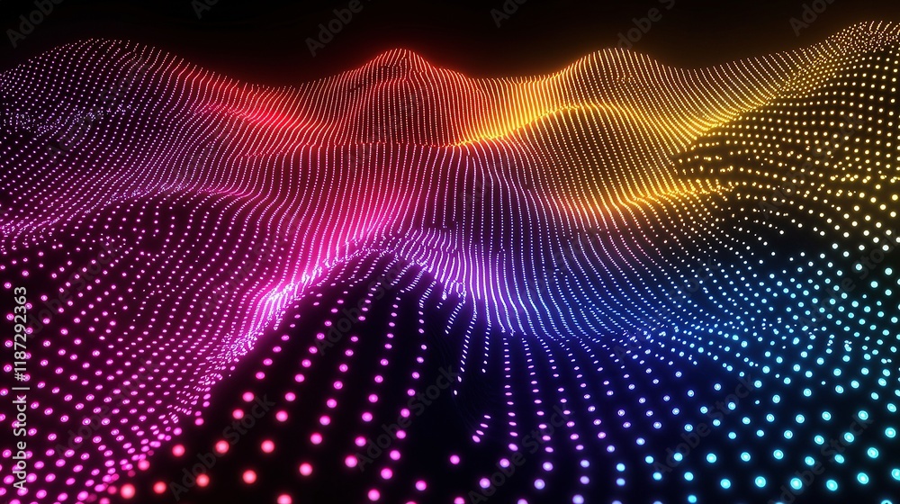 Abstract Dark Backdrop with Colorful LED Dots and Connecting Lines Abstract Dark Backdrop with Colorful LED Dots and Connecting Lines