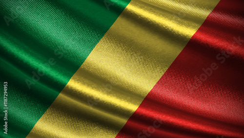 Republic of the Congo flag with realistic silky wave texture photo