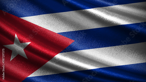 Canvas Print Cuba flag with realistic silky wave texture