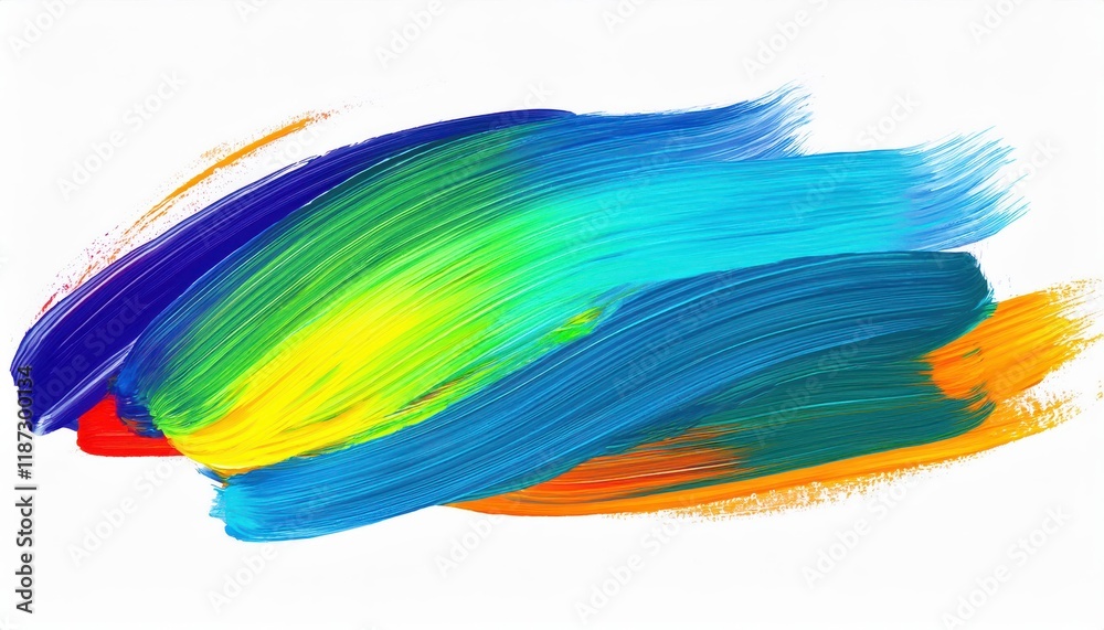 Obraz premium Vibrant and Expressive Abstract Artwork featuring Acrylic Watercolor Brush Strokes on a White Background, Perfect for Branding and Promotional Materials.