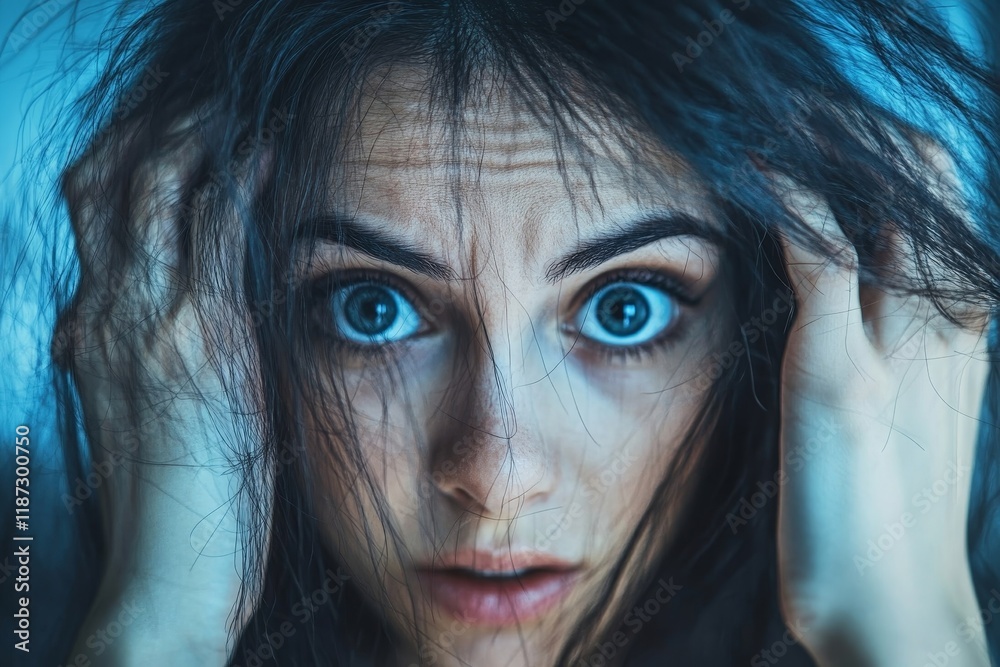 woman looking mirror to find hair problem Generative AI woman looking mirror to find hair problem Generative AI