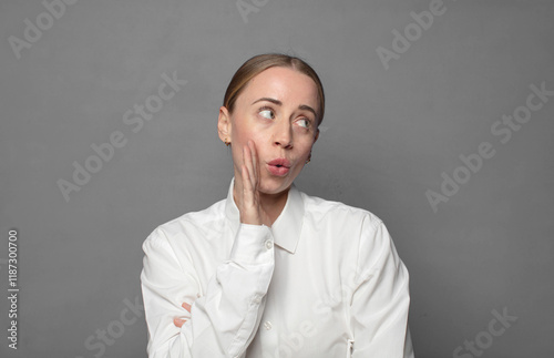pretty businesswoman with a copy space