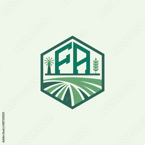 Modern Agricultural FA Logo Design. Letter FA Farm Logo and Field Icon for Eco-Friendly Branding. FA Sustainable Agriculture Emblem