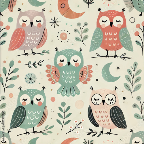 CUTE OWL DECOR DESIGN PRINT IN VECTOR
