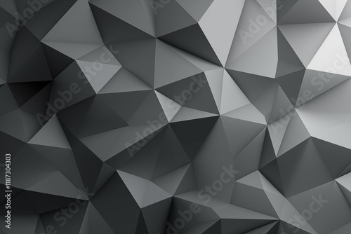 Abstract polygonal shapes in shades of gray, forming a three-dimensional low-poly texture