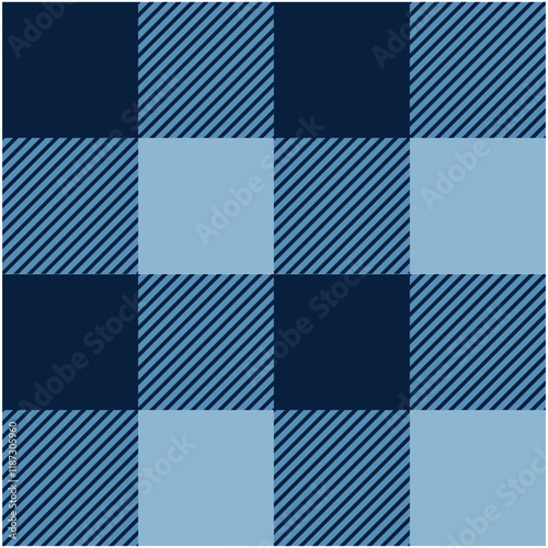 Illustration of plaid fabric with modern colors, in blue, red, navy, and turquoise tones, special weft yarn to simulate the texture of a fabric. Design for textures or repeats of garments or fashion p