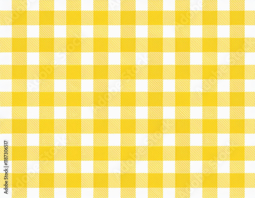 yellow gingham fabric square checkered seamless pattern texture background 