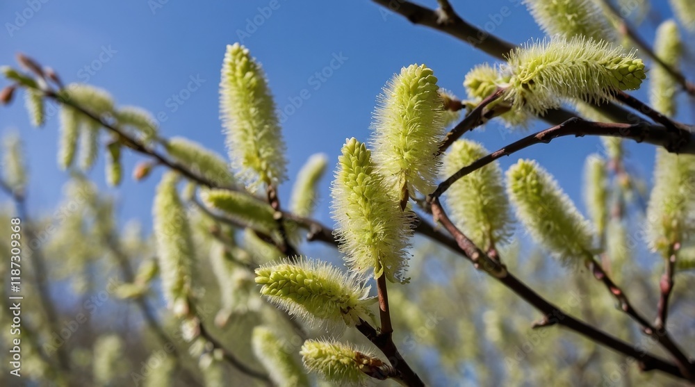 Willow buds, open buds, hairy buds, spring buds Willow buds, open buds, hairy buds, spring buds