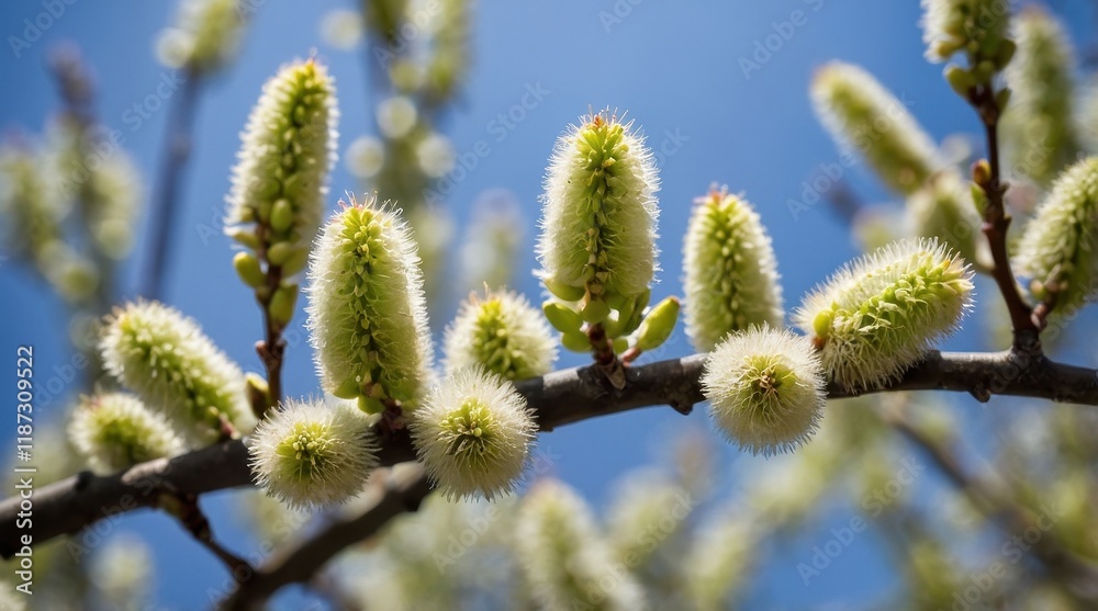 Willow buds, open buds, hairy buds, spring buds Willow buds, open buds, hairy buds, spring buds