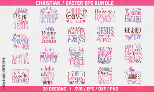 Christian Easter EPS Bundle And Stickers Design