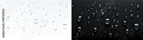 Water drops on transparent background