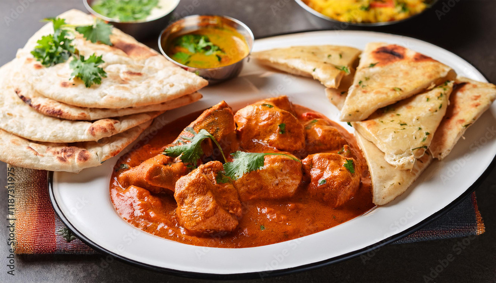 chicken makhani butter chicken and naan roti indian food chicken makhani butter chicken and naan roti indian food