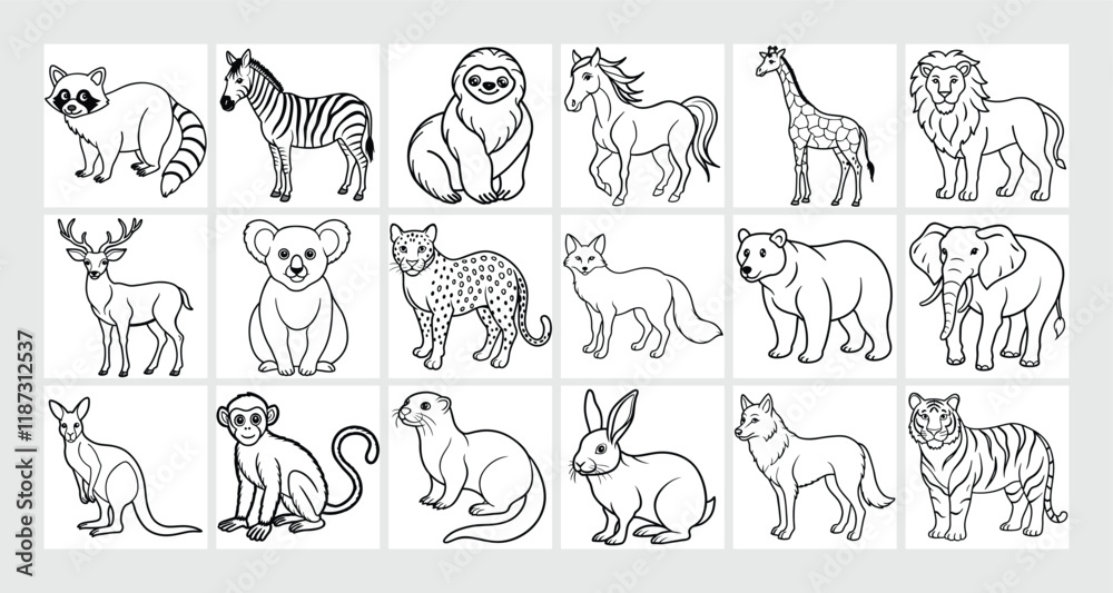 Obraz premium Mammal Wildlife Icon Set.