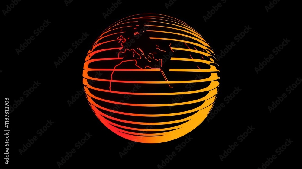 Naklejka premium Abstract glowing globe with world map inside.
