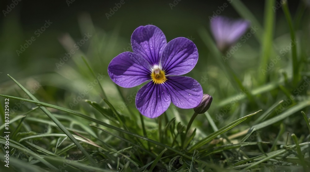 Fototapeta premium purple flower, spring flower, flower on the ground.