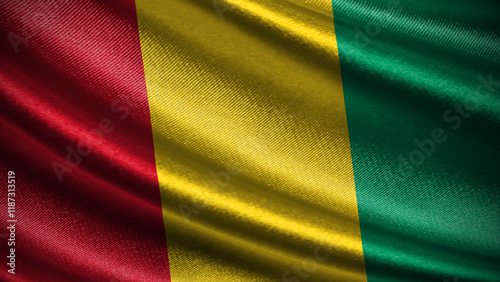 Guinea flag with realistic silky wave texture photo