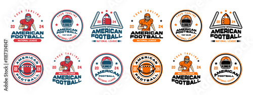 American football logo badges vector. Football logos collection. American football league labels, emblems and design elements