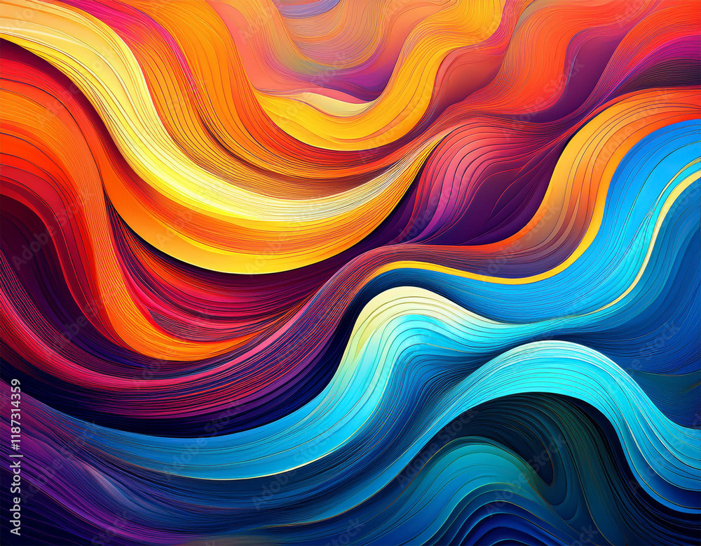 Obraz premium vibrant flowing waves of color