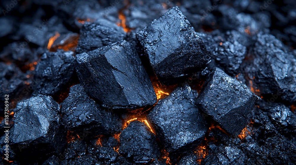 Glowing hot coal pile close-up. Glowing hot coal pile close-up.