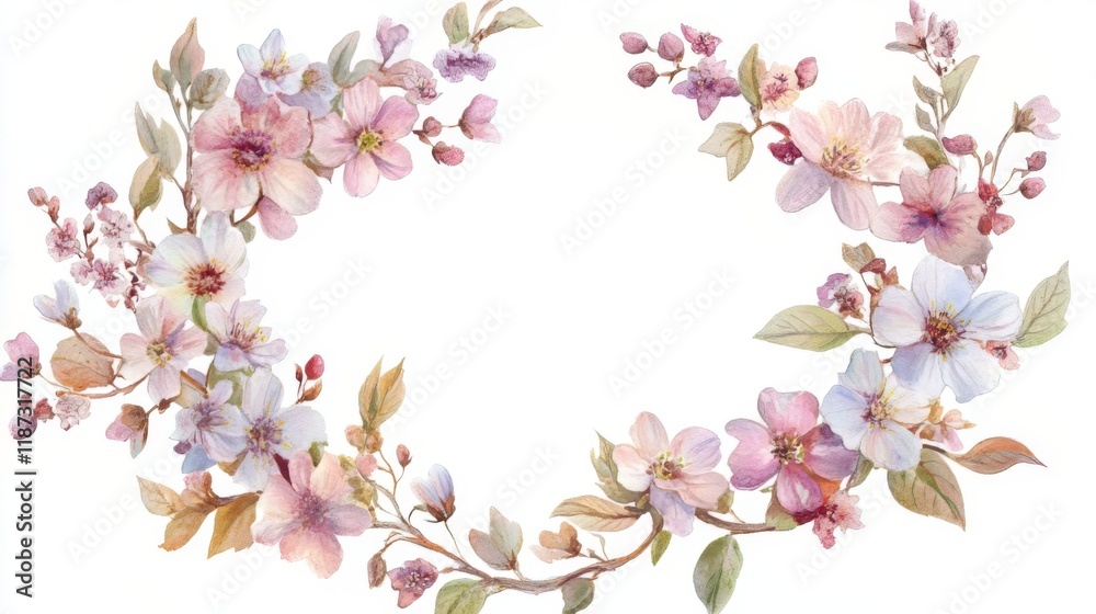 custom made wallpaper toronto digitalDelicate Watercolor Floral Wreath - Beautiful Springtime Design