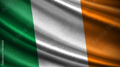 Fotografie Ireland flag with realistic silky wave texture