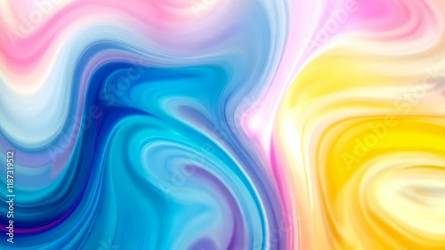 Wallpaper Mural Colorful painting with a blue, pink, and yellow swirl. The colors are vibrant and the painting is full of life Torontodigital.ca