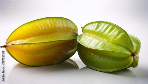 fresh carambola or starfruit on white heritage