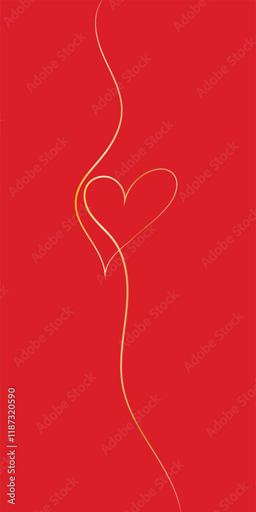 Continuous line drawing of heart and words. Vector illustration. One single line drawing of love concept cute heart shaped for greeting card. Romantic symbol for wedding invitation, Valentine's Day.