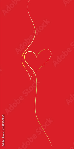 Obraz na płótnie Continuous line drawing of heart and words. Vector illustration. One single line drawing of love concept cute heart shaped for greeting card. Romantic symbol for wedding invitation, Valentine's Day. w salonie