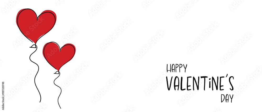 Continuous line drawing of heart and words. Vector illustration. One single line drawing of love concept cute heart shaped for greeting card. Romantic symbol for wedding invitation, Valentine's Day.