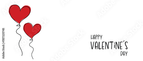 Obraz na płótnie Continuous line drawing of heart and words. Vector illustration. One single line drawing of love concept cute heart shaped for greeting card. Romantic symbol for wedding invitation, Valentine's Day. w salonie